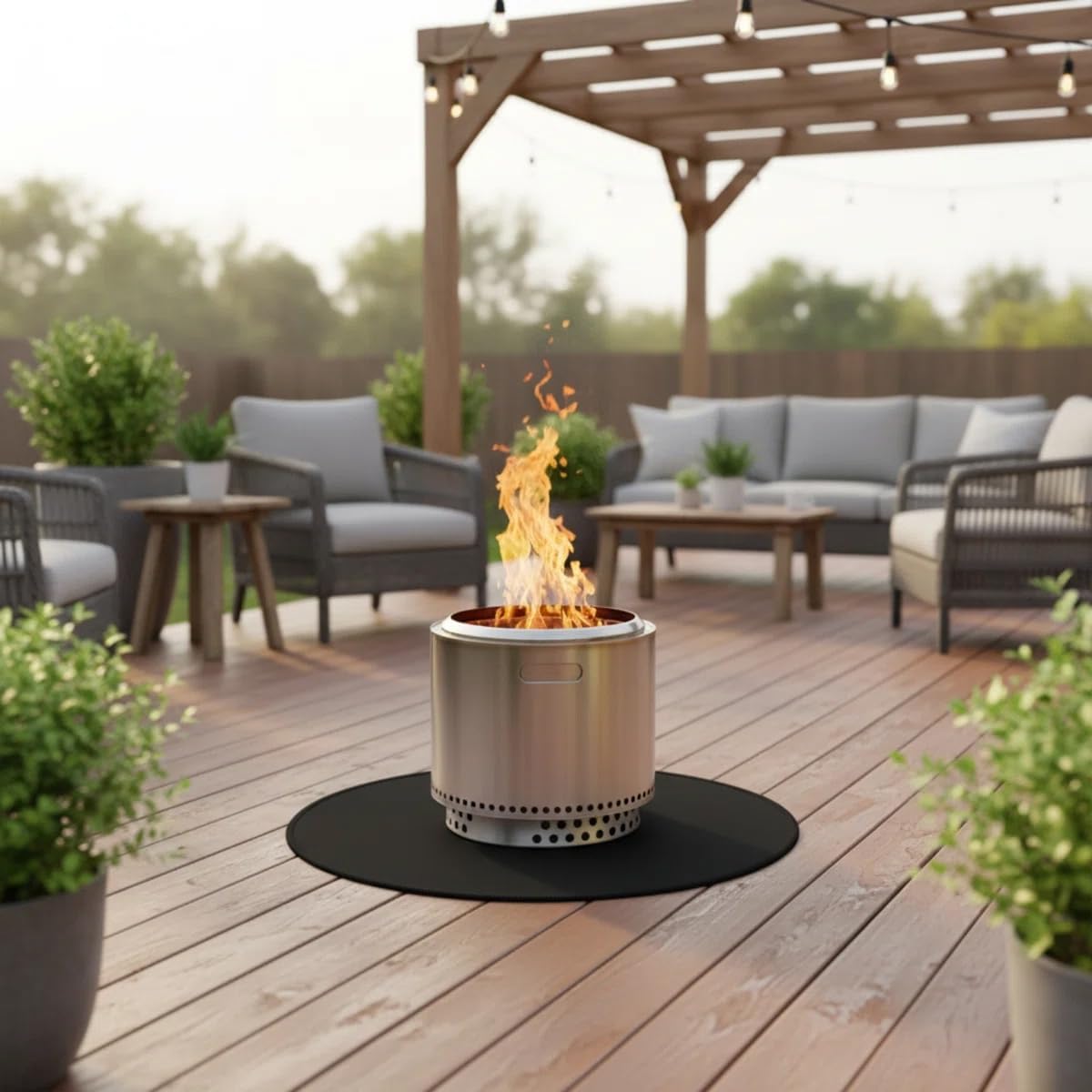 2-Pack 3-Layer Round & Rectangle Fireproof Grill Mat