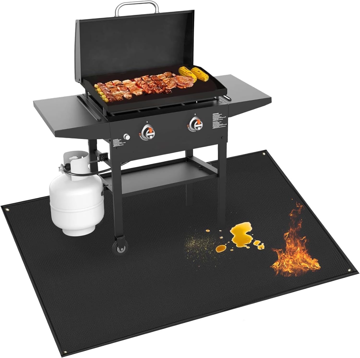 70x48in 0.02in 2000℉ Fireproof Grill Mat for Blackstone Griddle