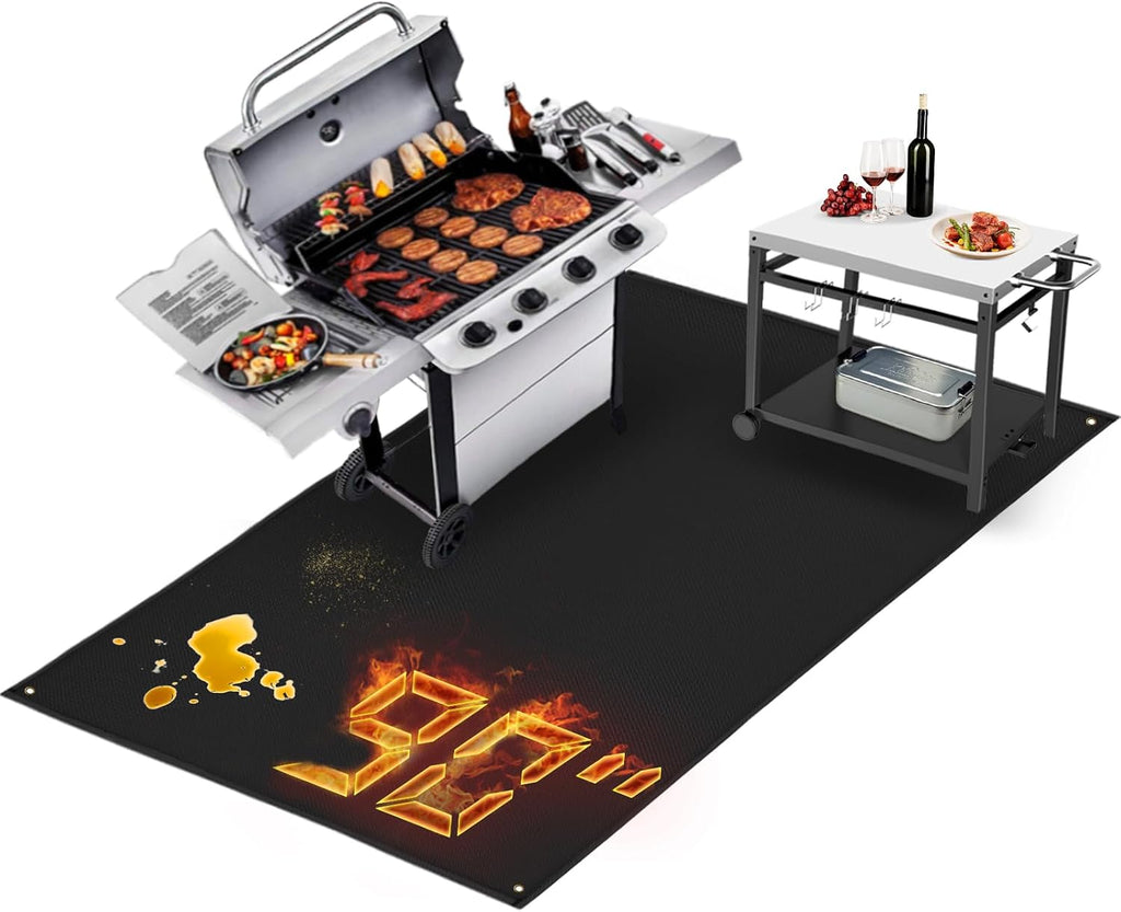 90x48in 0.02in 2000℉ Fireproof Grill Mat for Blackstone