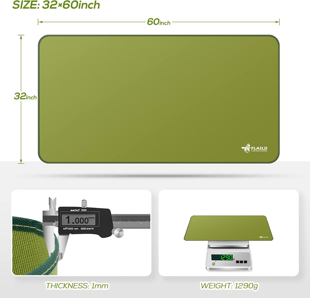 32x60in Green Silicone Fiberglass Grill Mat