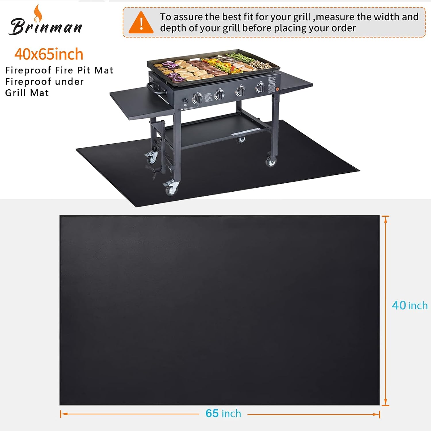 65x40in Double Sided Fireproof Grill Mat