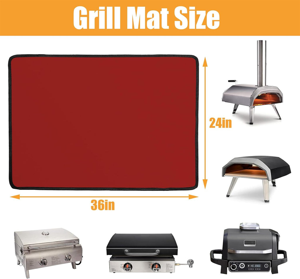36x24in Red Countertop Grill Mat