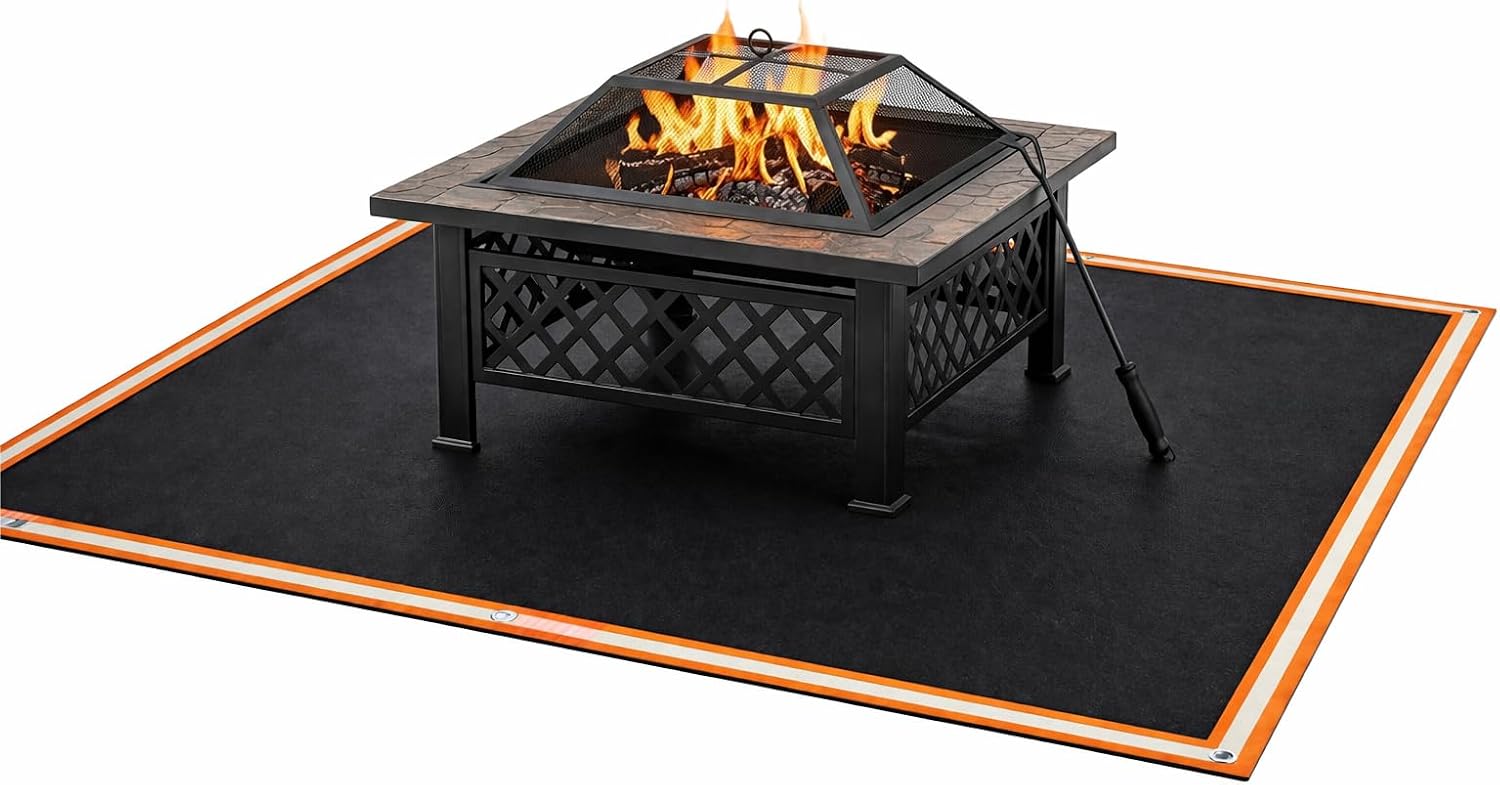 67x60in Triple Layer Fireproof Fire Pit Grill Mat
