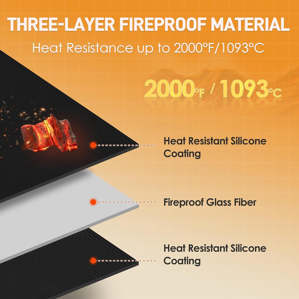 70x48in 0.02in 2000℉ Fireproof Grill Mat for Blackstone Griddle
