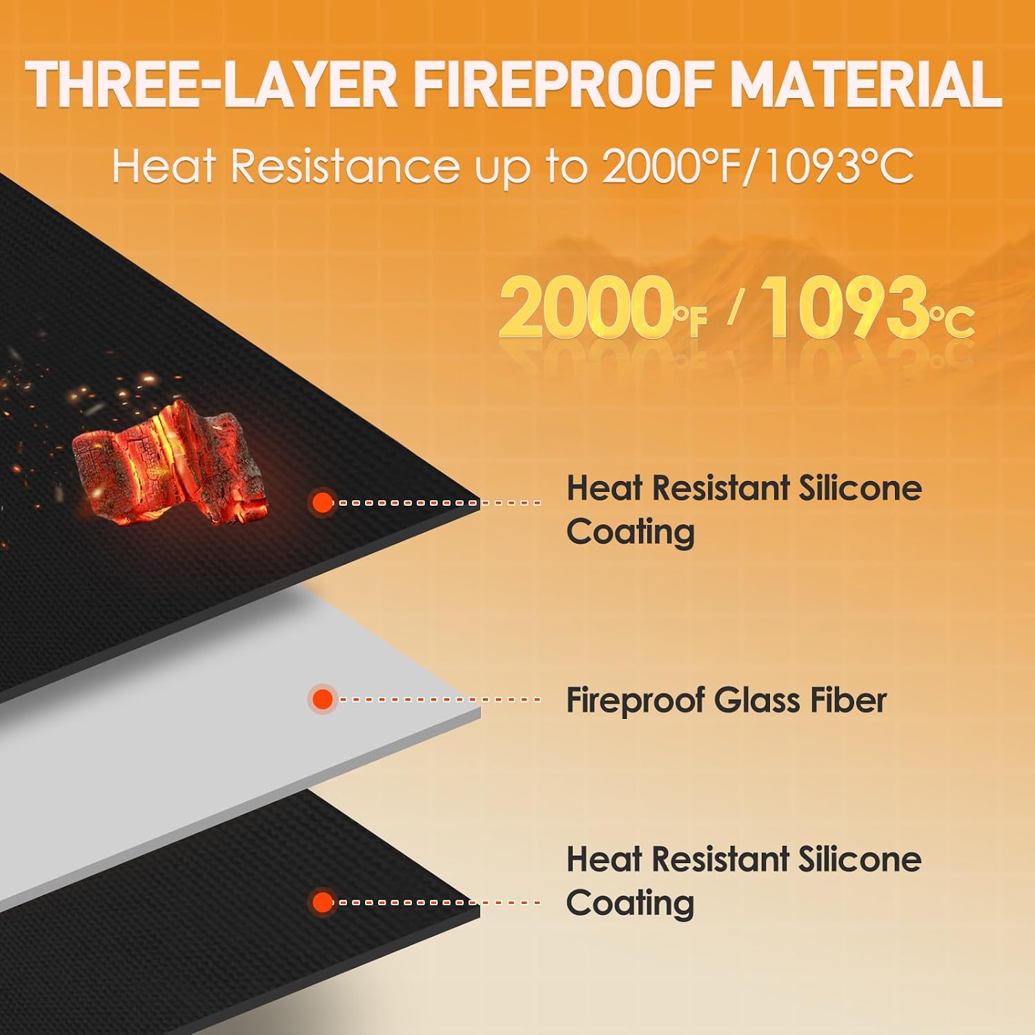 70x48in 0.02in 2000℉ Fireproof Grill Mat for Blackstone Griddle