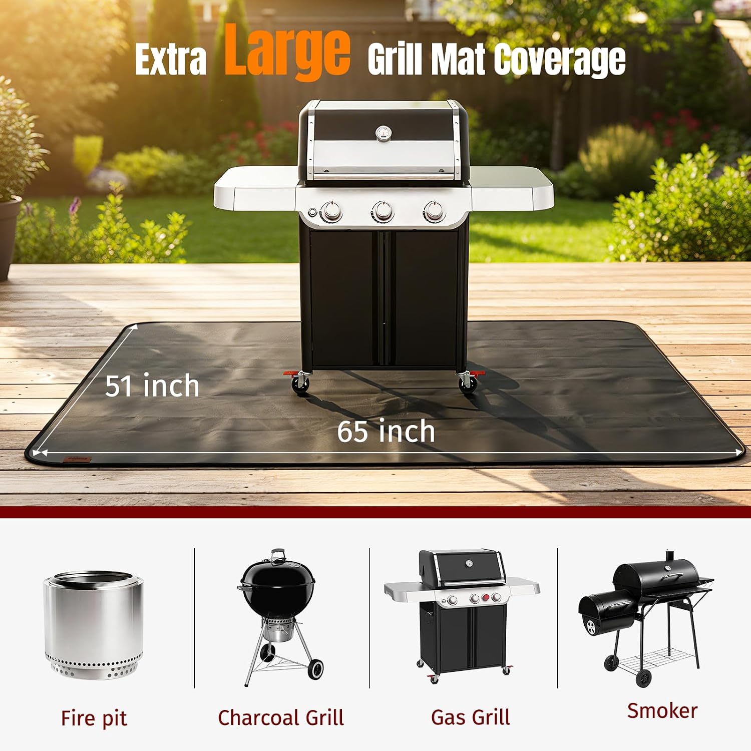 65x51in Fireproof Grill Deck Mat