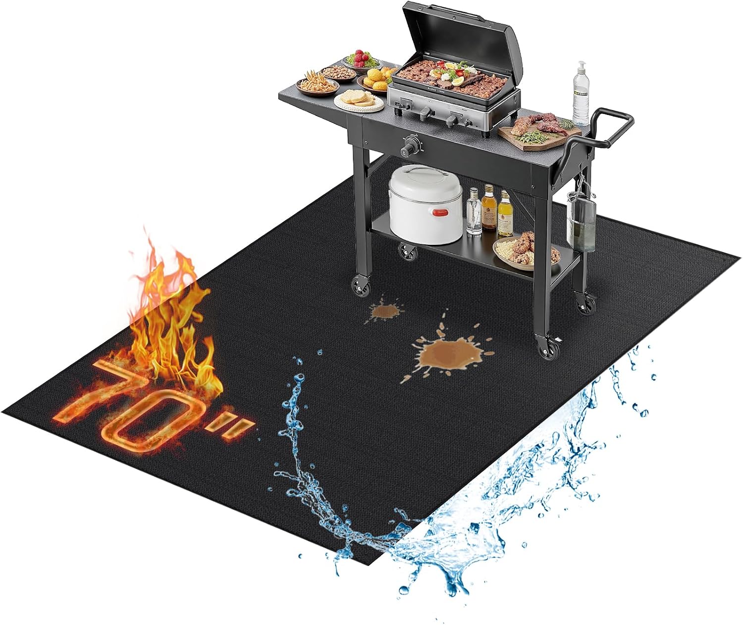 70x48in Double Sided Fireproof Under Grill Mat