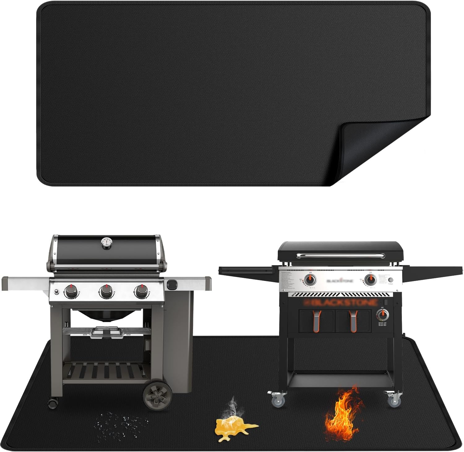 100x39in Extra Large Double Sided Fireproof Under Grill Mat