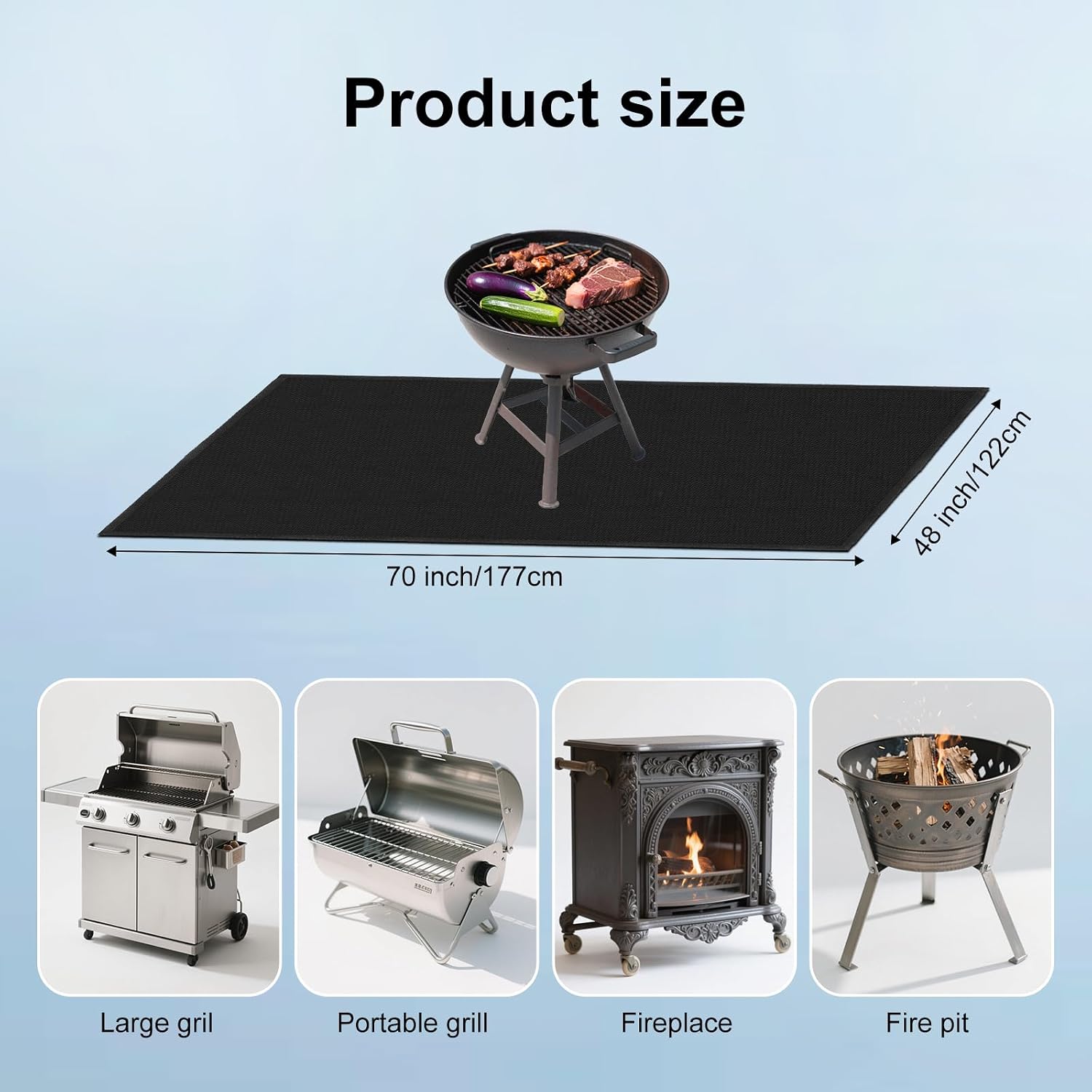 70x48in Double Sided Fireproof Grill Mat