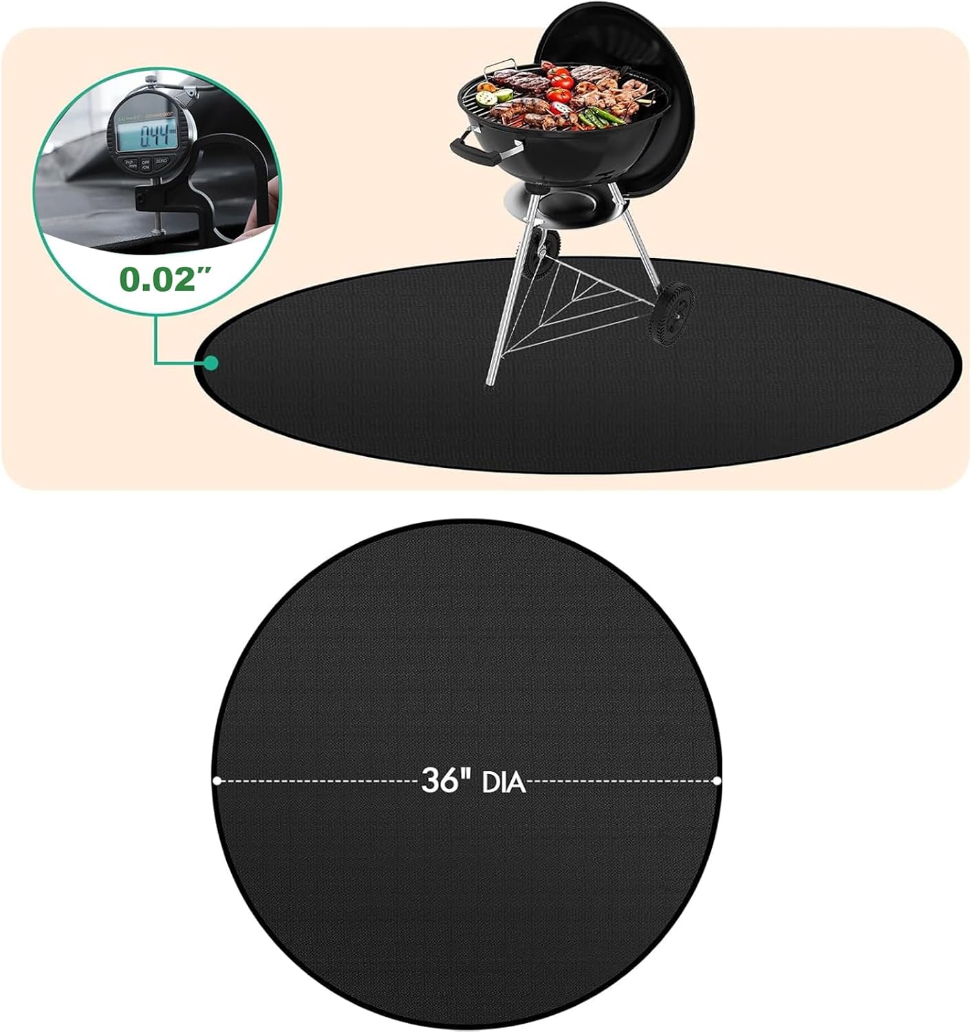 48in Round Heat Resistant Fireproof Deck Mat