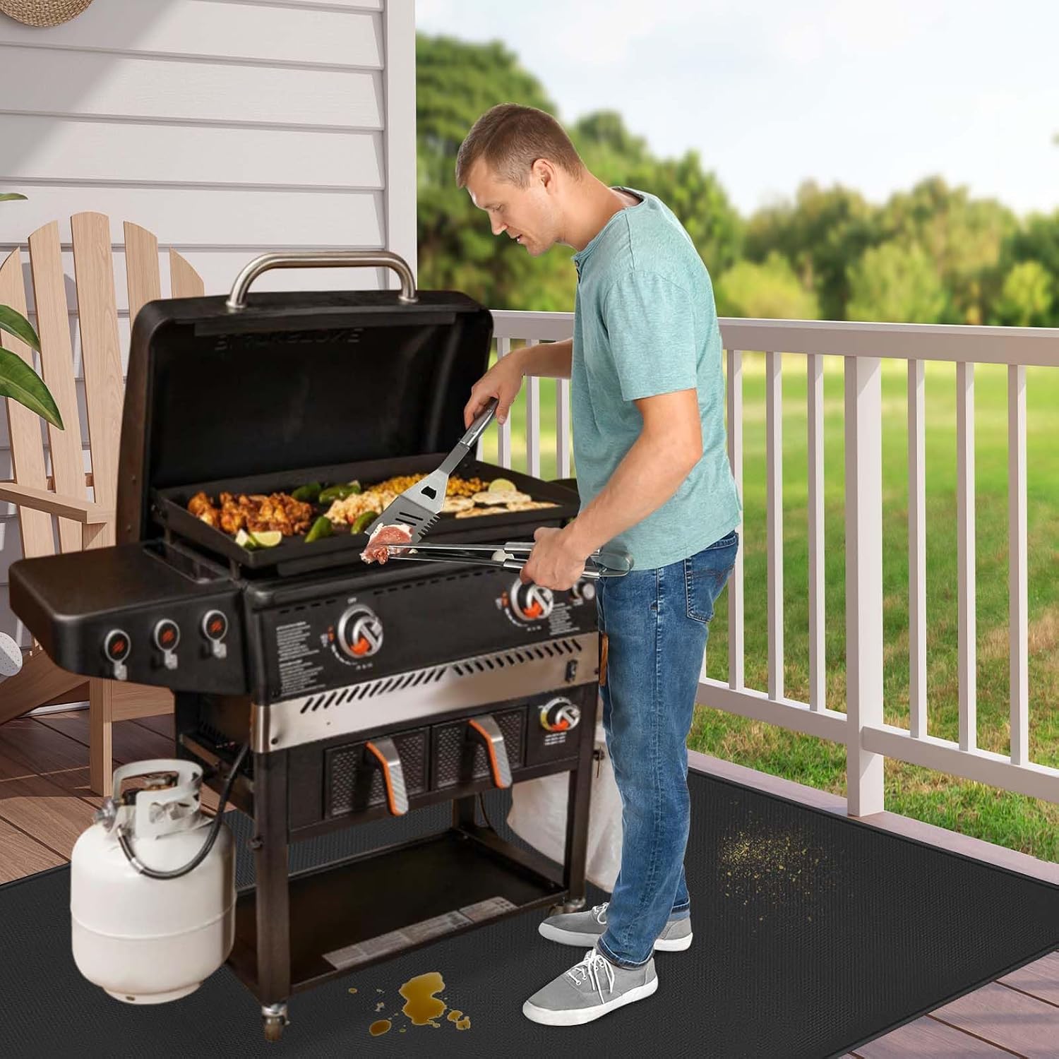70x48in 0.02in 2000℉ Fireproof Grill Mat for Blackstone Griddle