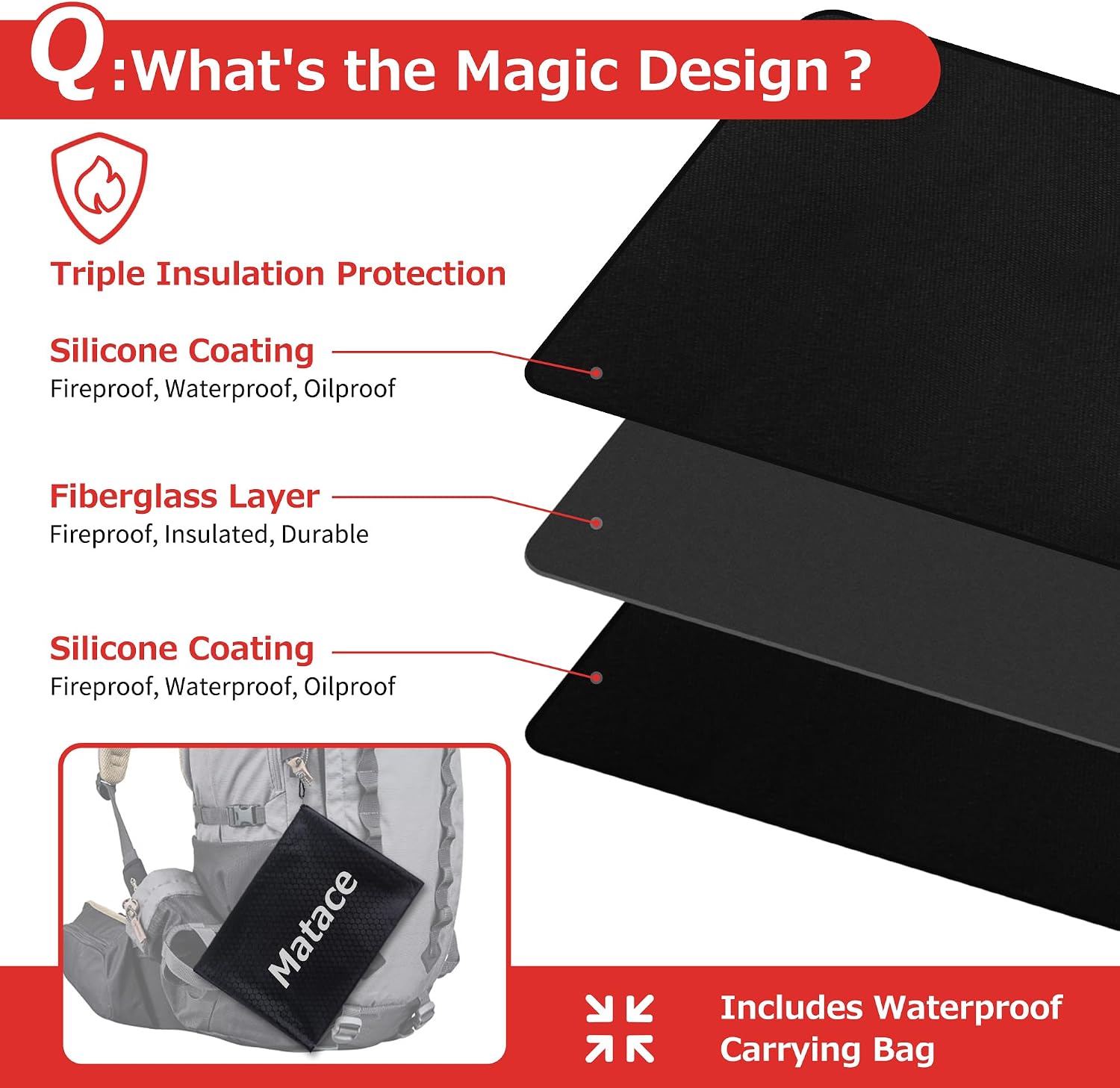 60x40in Black Silicone Grill Mat