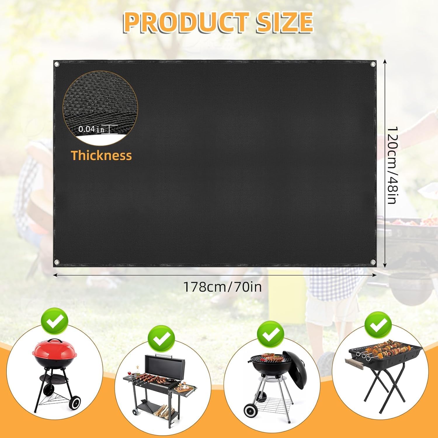 70x48in Double Sided BBQ Grill Mat