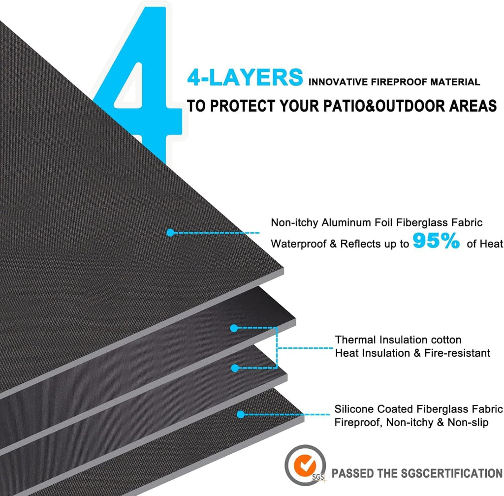 60in Round 4-Layer Heat Insulated Fireproof Grill Mat