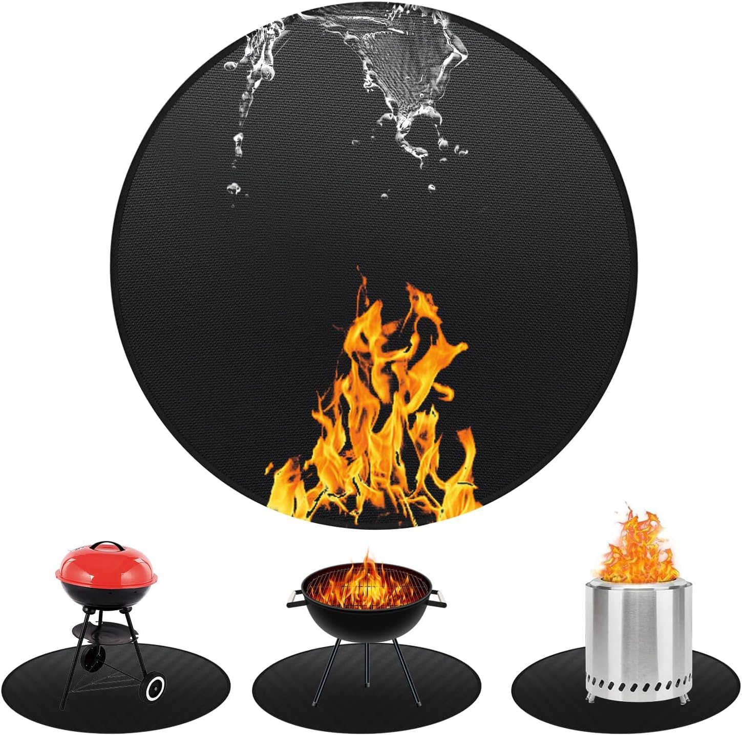 48in Round Double Sided Silicone Fire Pit Mat Up to 2000°F
