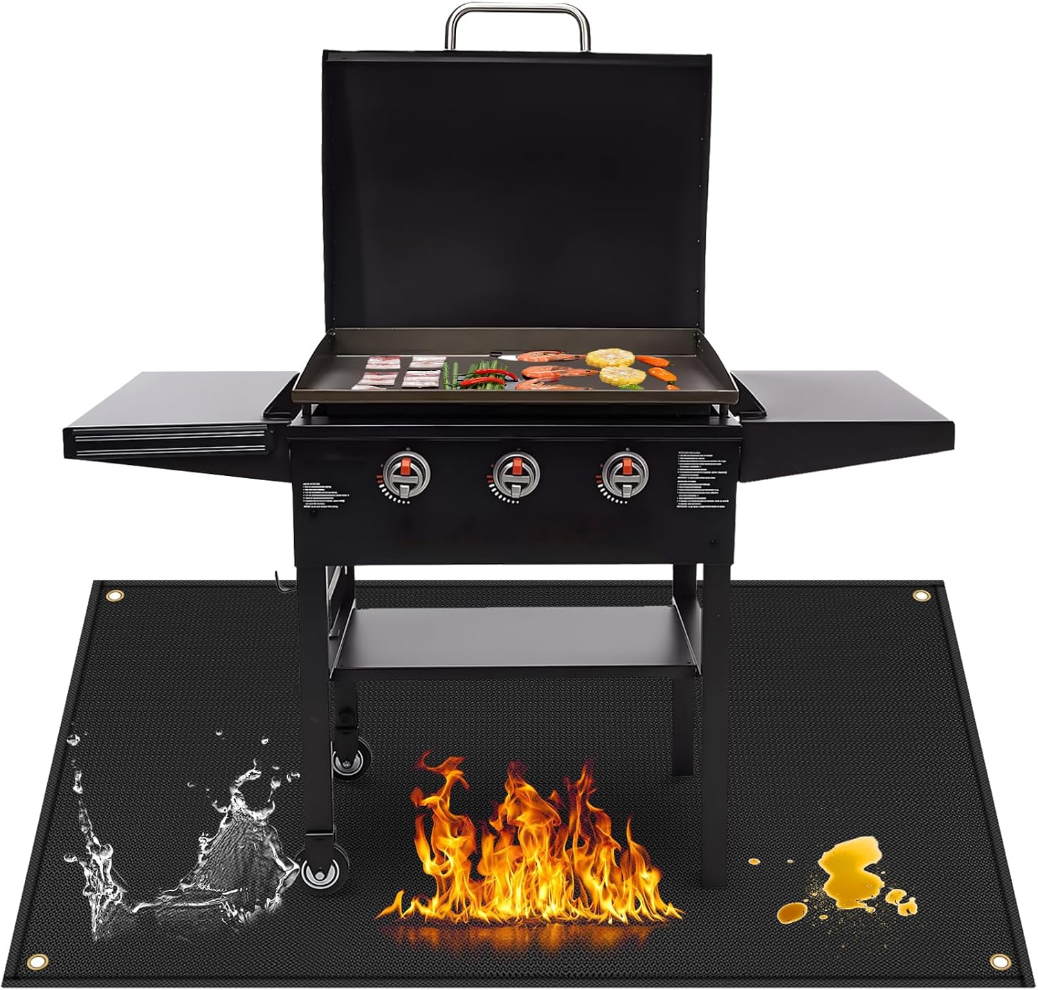90x48in Black Grill Deck Mat