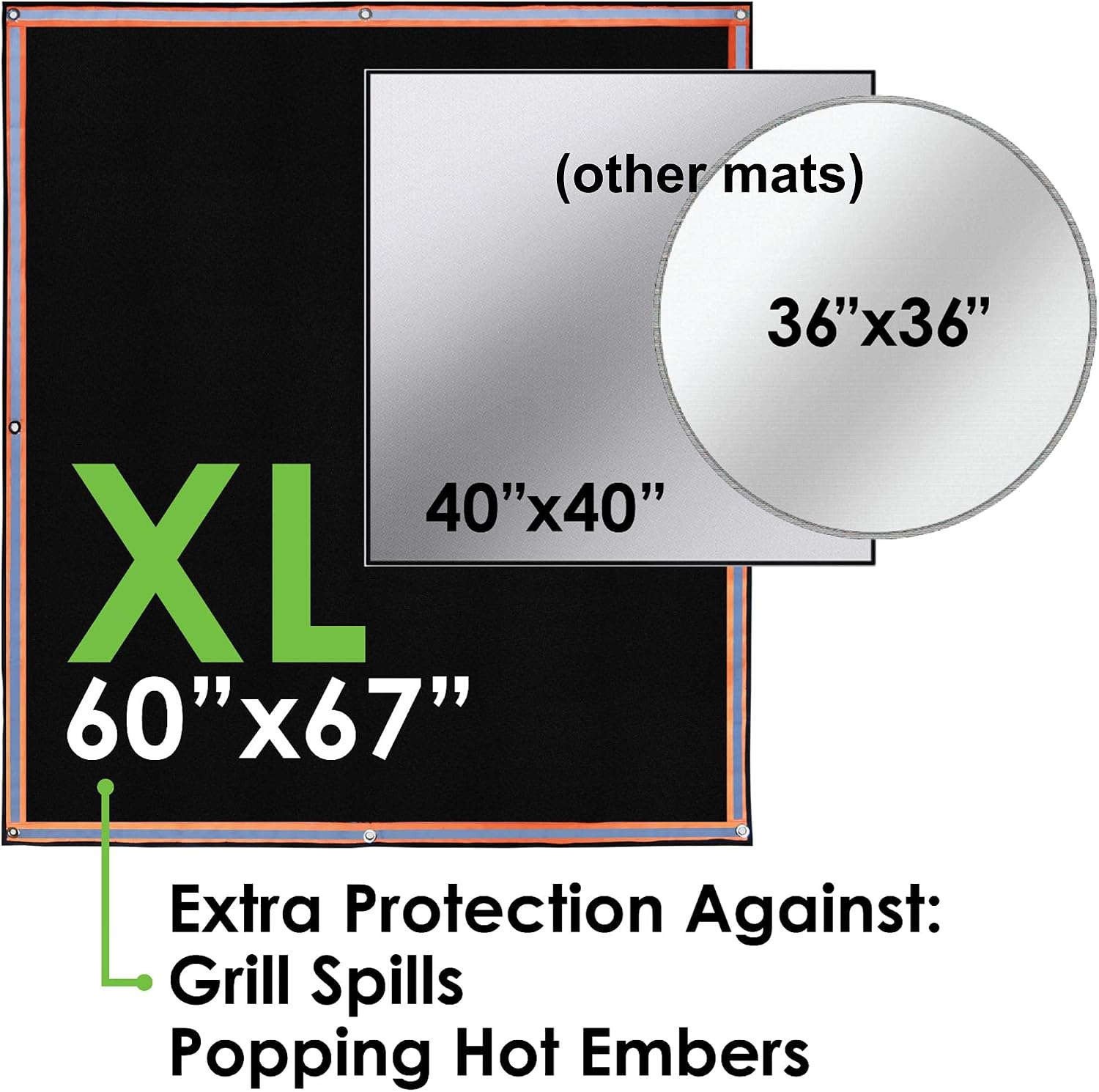 67x60in Triple Layer Fireproof Fire Pit Grill Mat