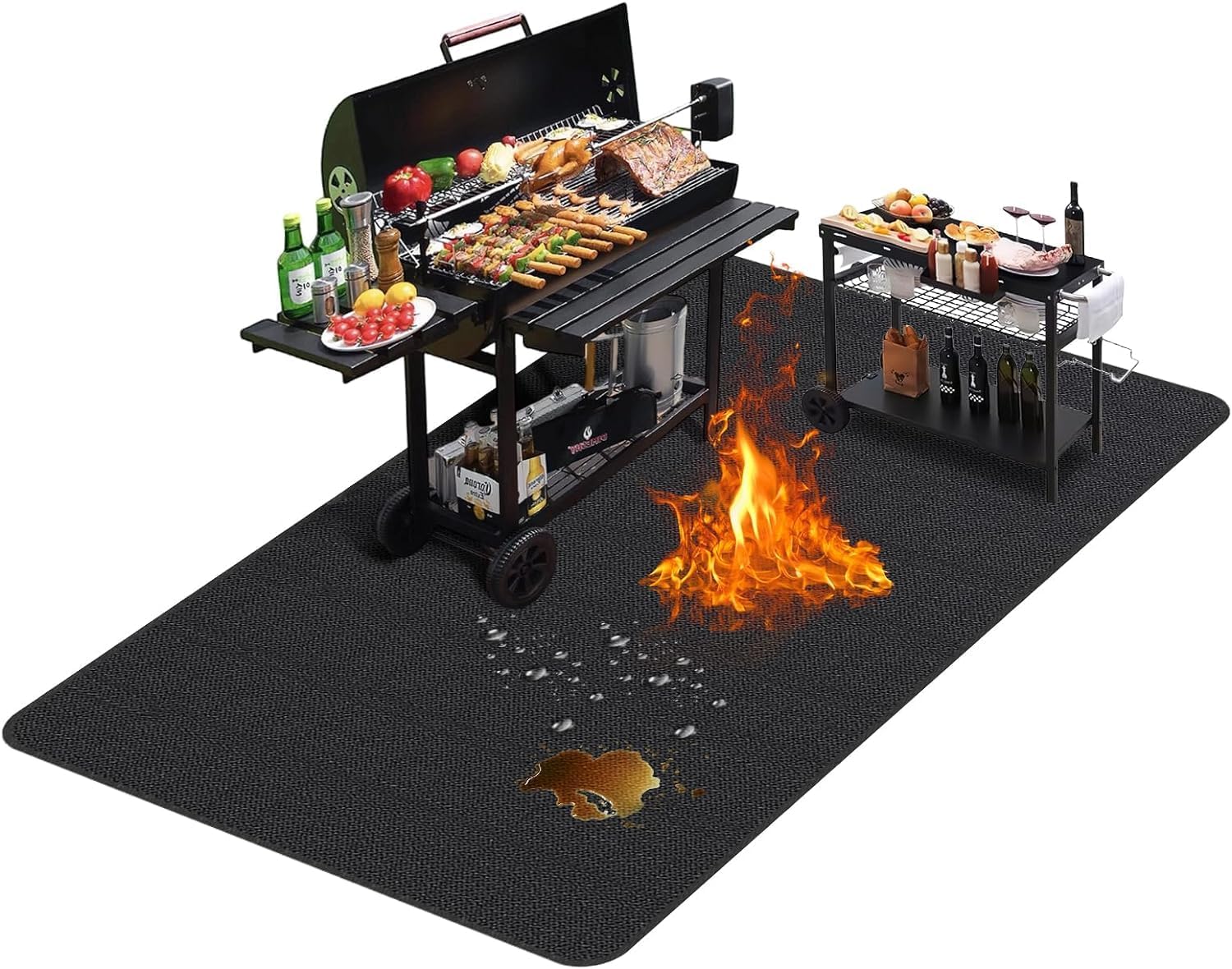 76x52in Large Double Sided Fireproof Under Grill Mat