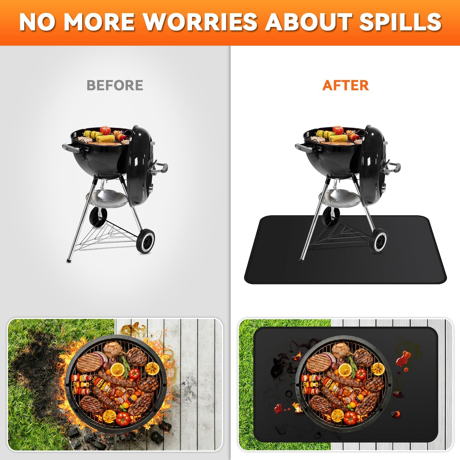 72x39in Double Sided Fireproof Under Grill Mat