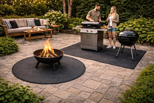 2-Pack 3-Layer Round & Rectangle Fireproof Grill Mat