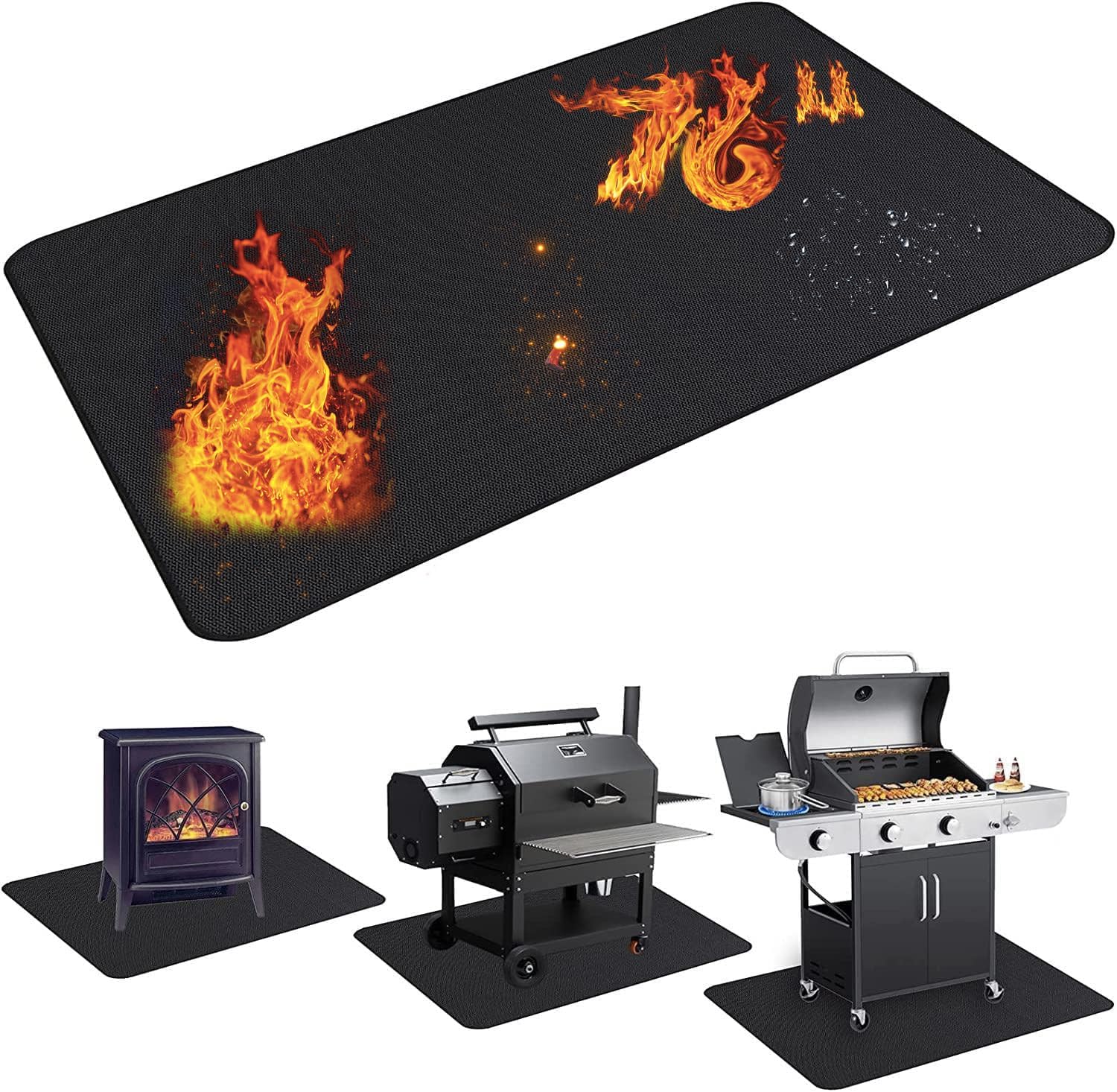 76x48in Double Sided Fireproof Grill Pad