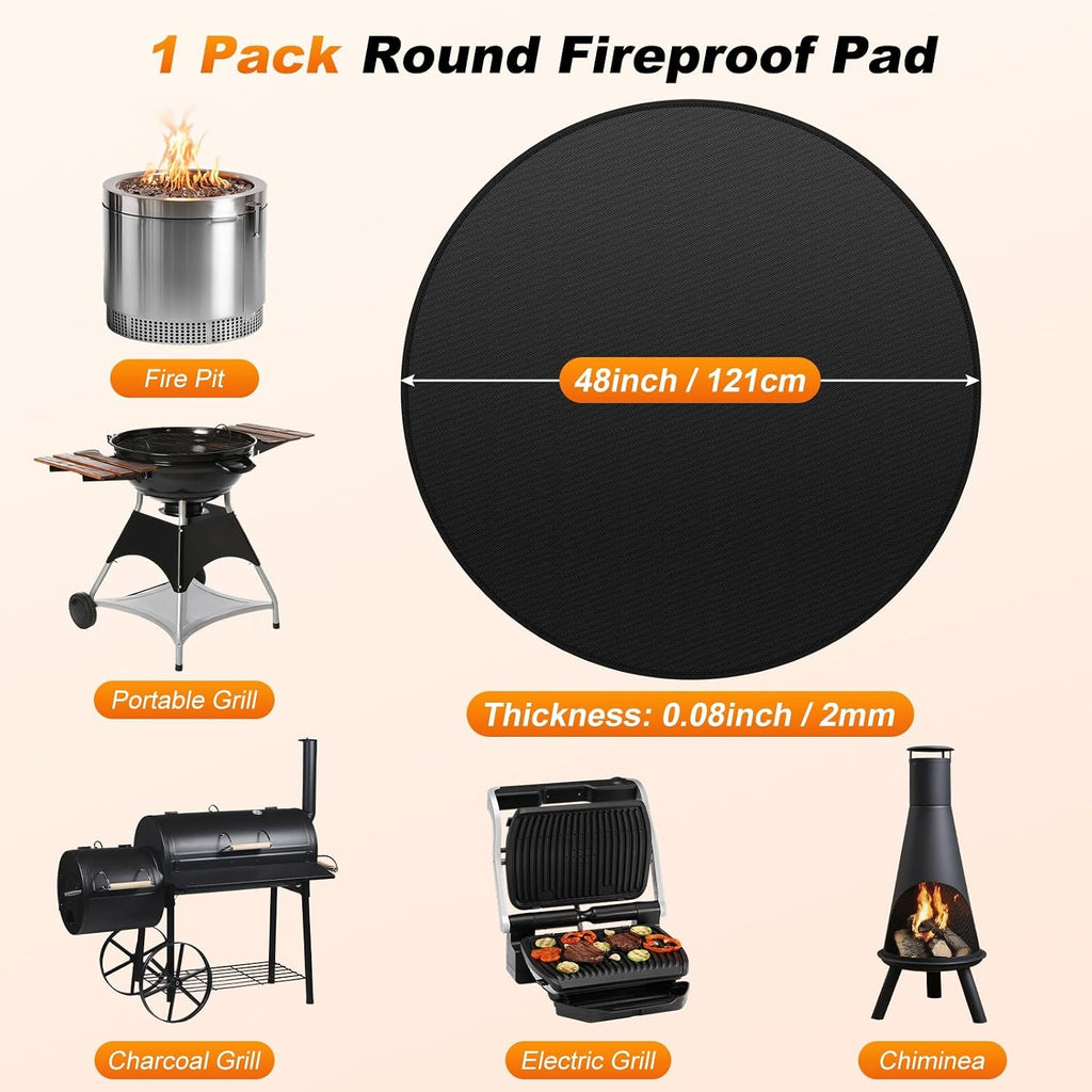 48in Round 2mm Thick Fireproof BBQ Pad