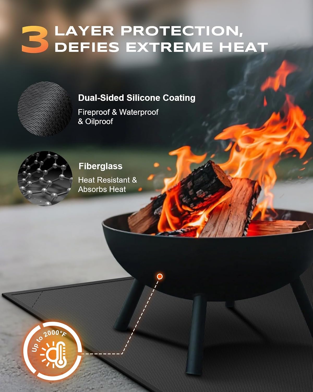 60x40in Double Sided Fireproof Grill Mat