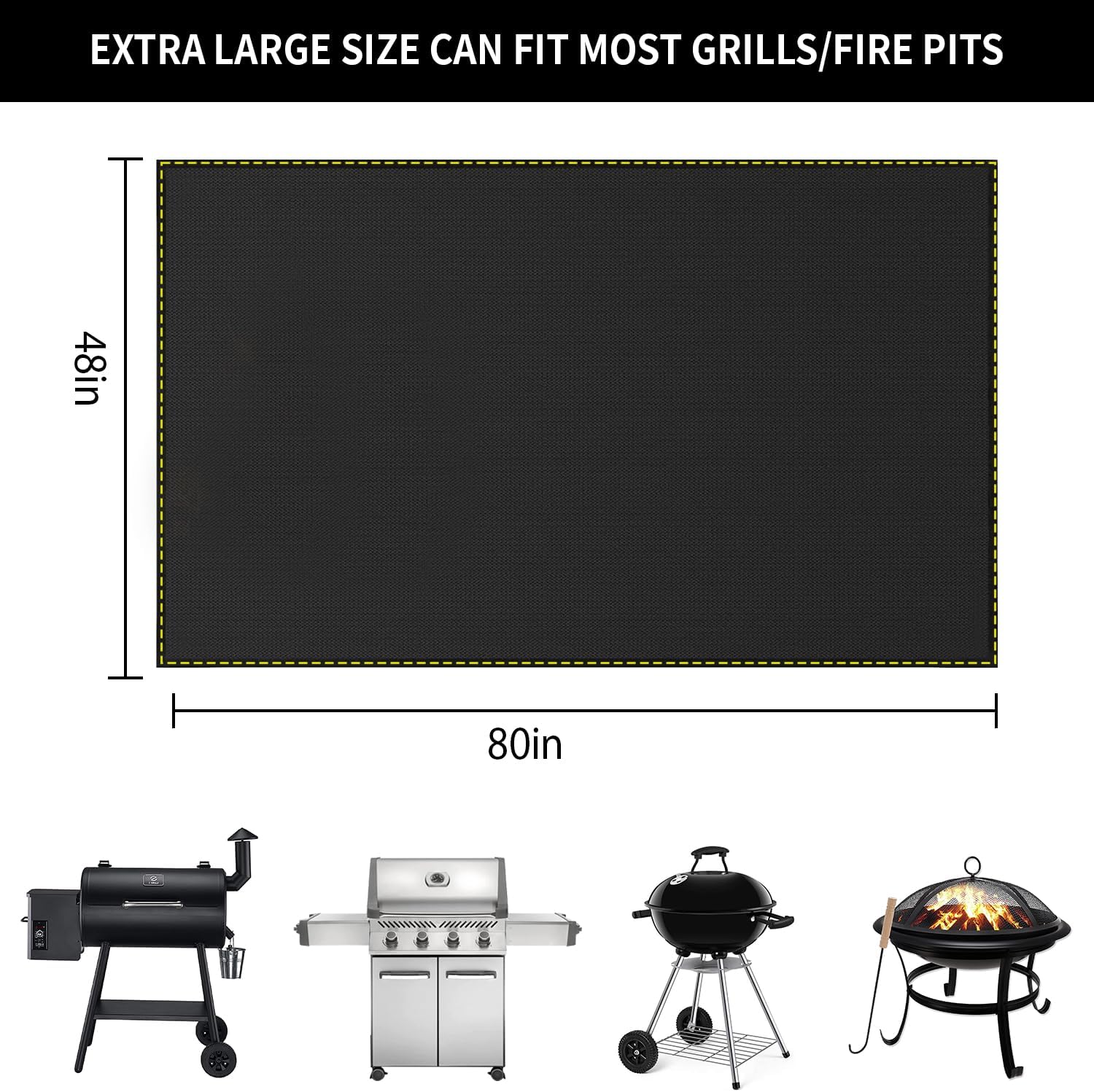 80x48in Silicone Fireproof Under Grill Pad