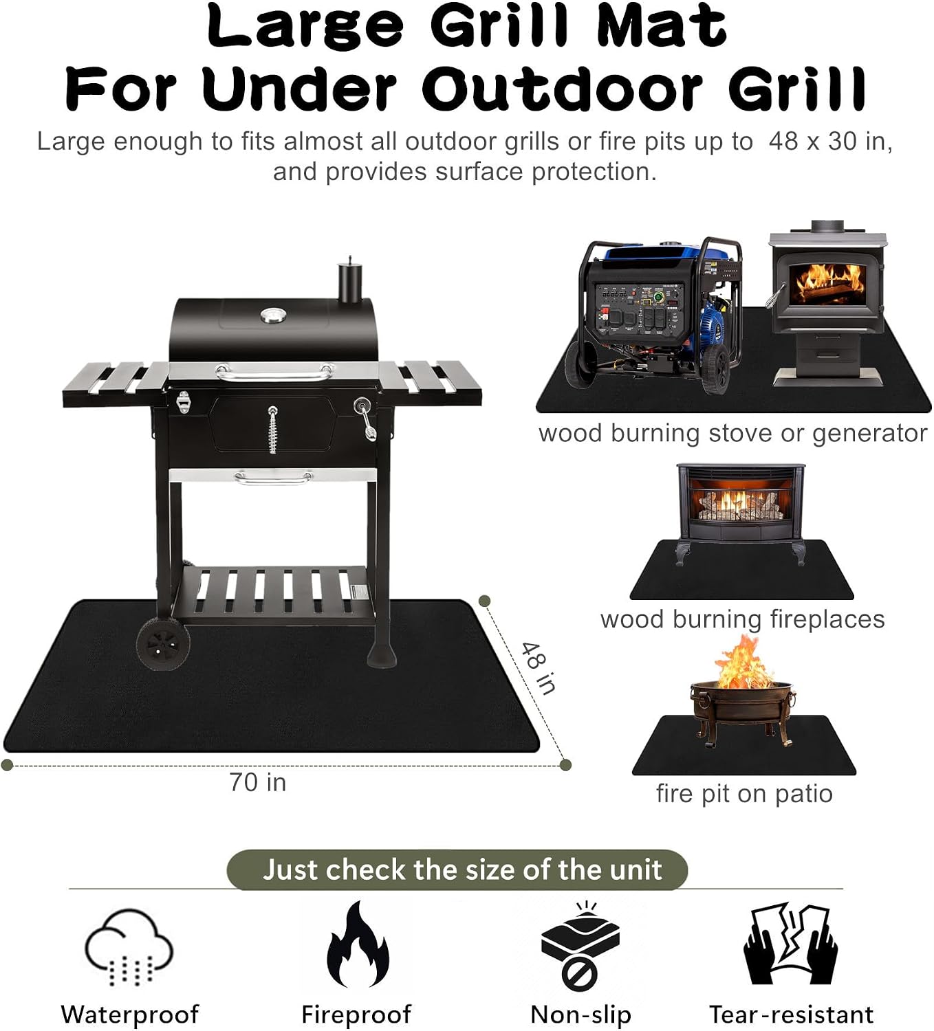 70x48in Double Sided Grill Mat