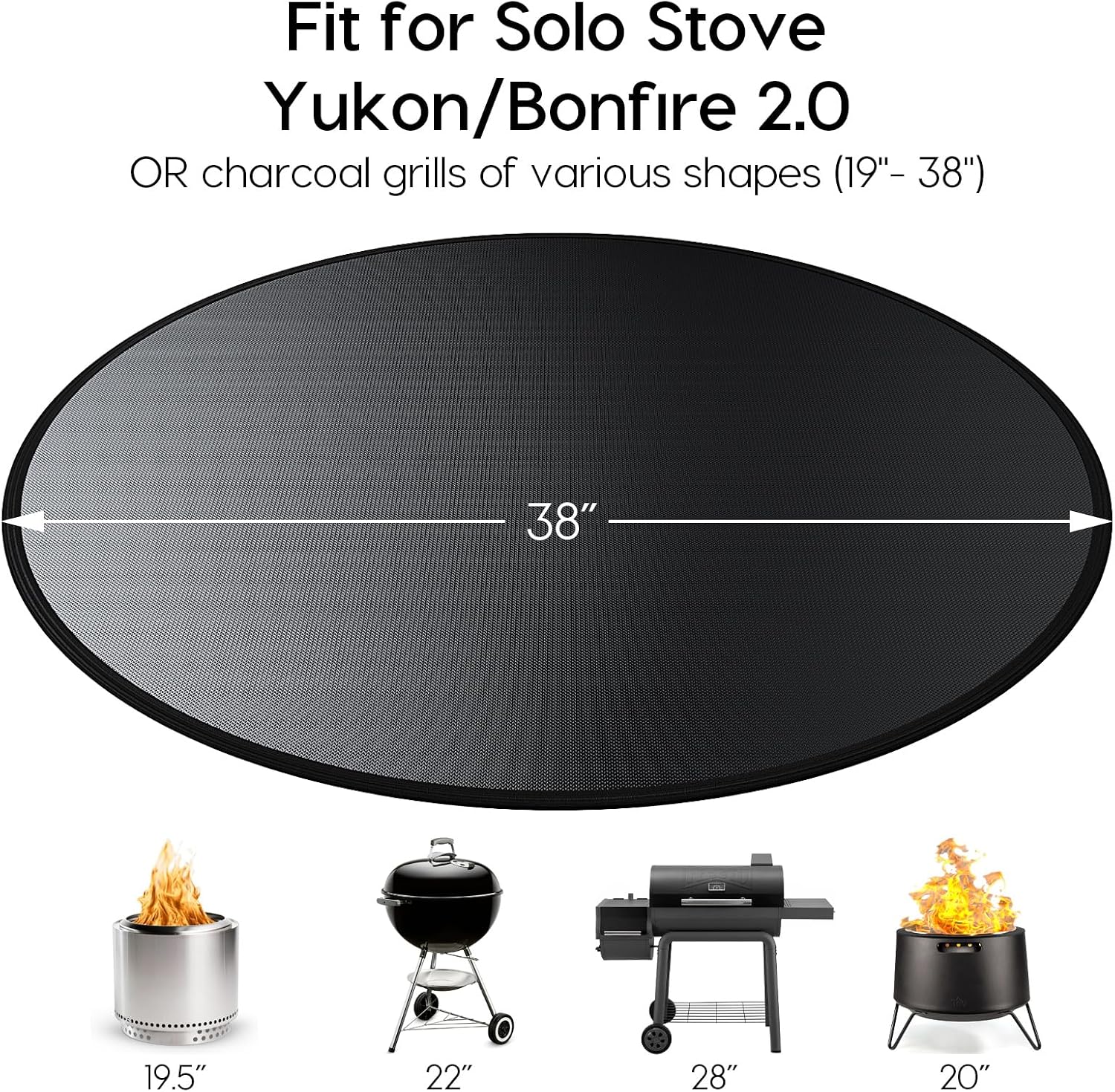 38in Round 5-Layer Fire Pit Mat for Solo Stove Bonfire