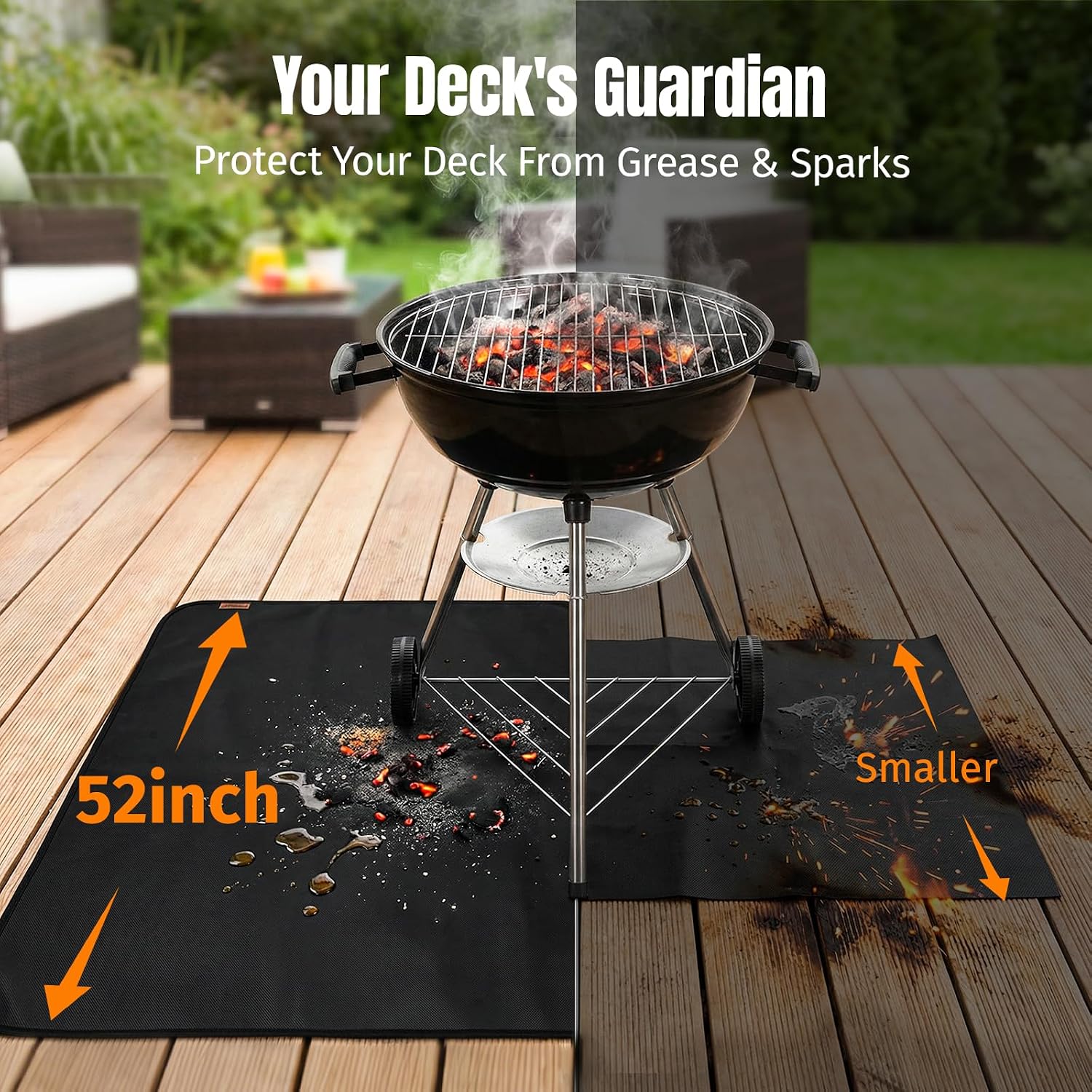 100x52in Non-Slip Fireproof Grill Mat