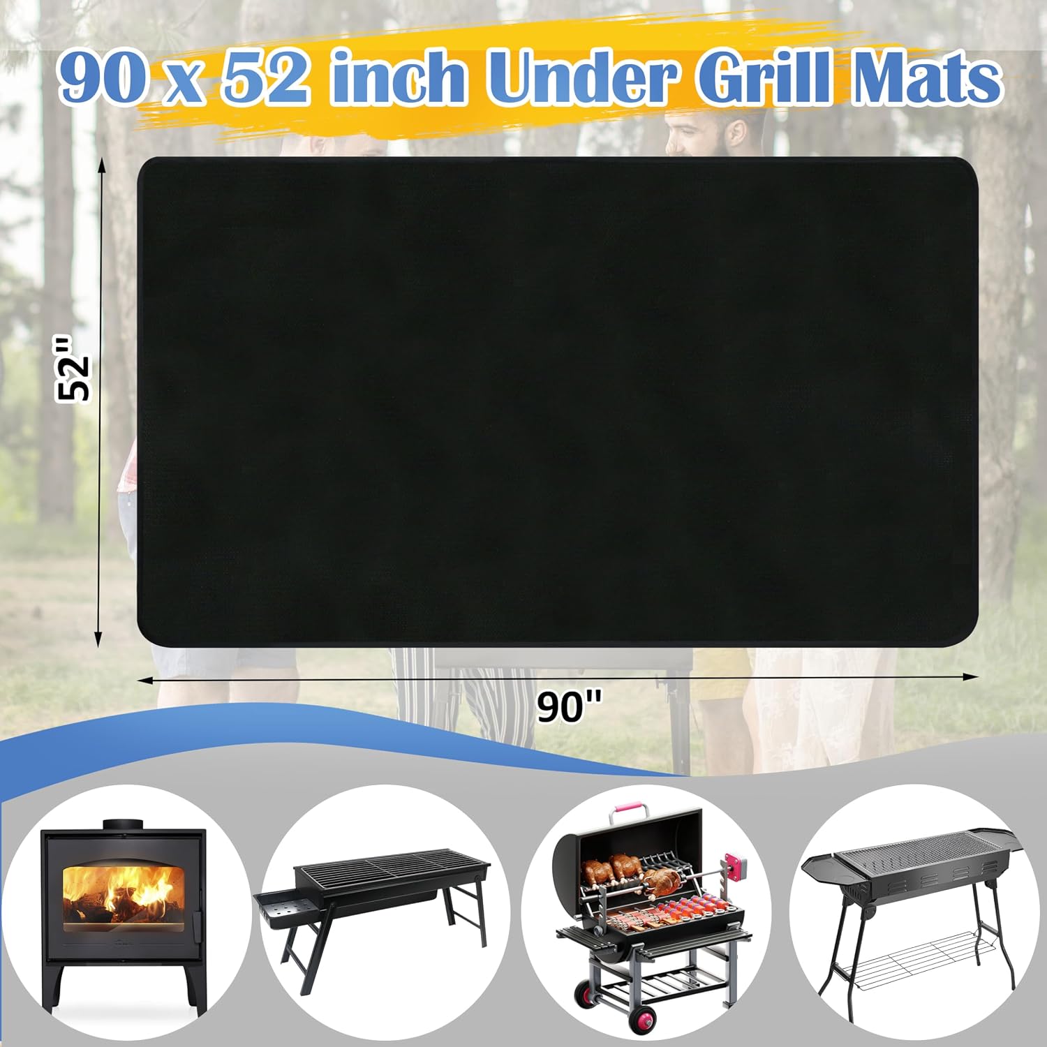 90x52in Fireproof Grill Mat
