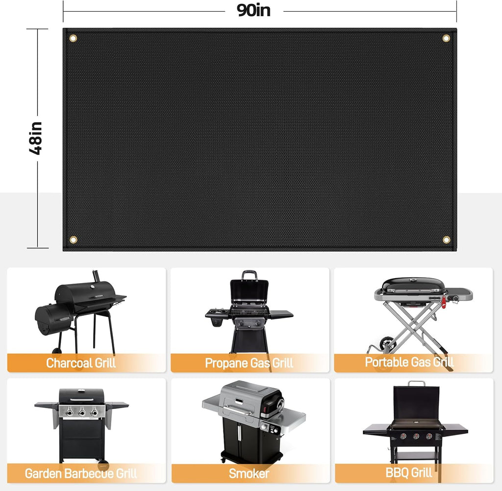 90x48in Black Grill Deck Mat