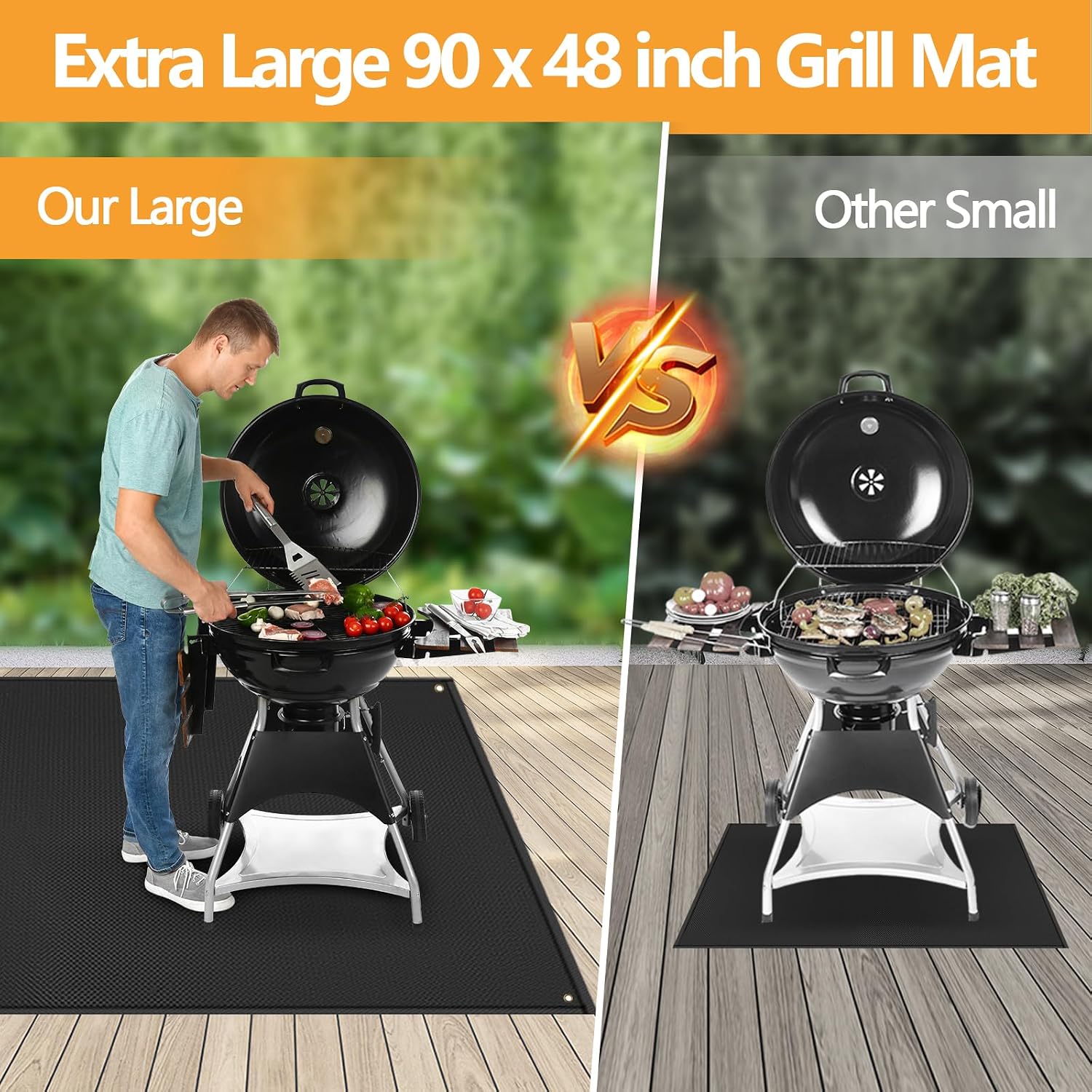 90x48in 0.02in 2000℉ Fireproof Grill Mat for Blackstone