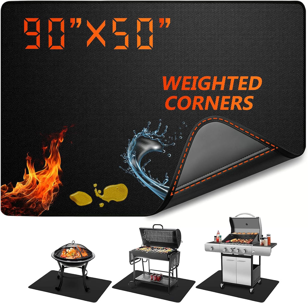 90x50in Weighted Corners Fireproof Under Grill Mat