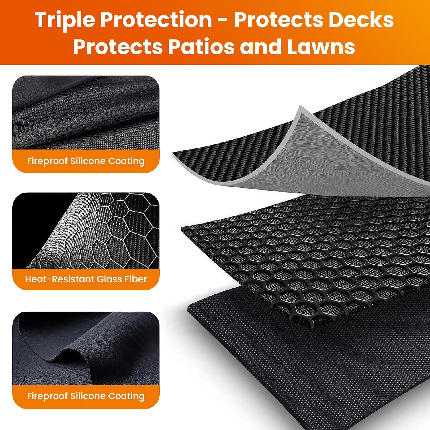90x52in Double Sided Fireproof BBQ Under Grill Mat