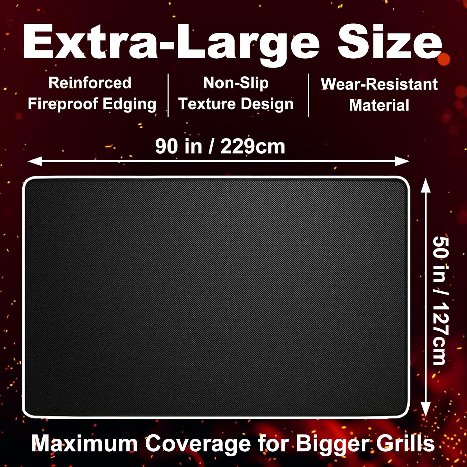 90x50in Weighted Corners Fireproof Under Grill Mat