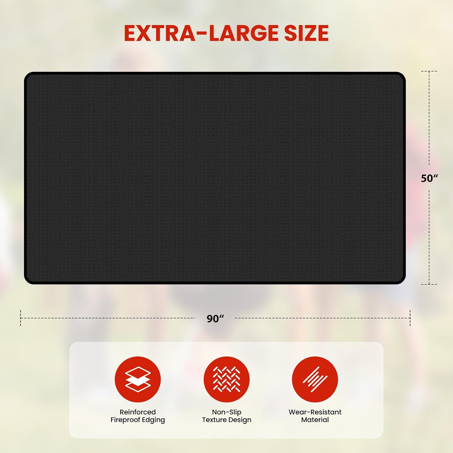 90x50in Double Sided Fireproof Grill Mat