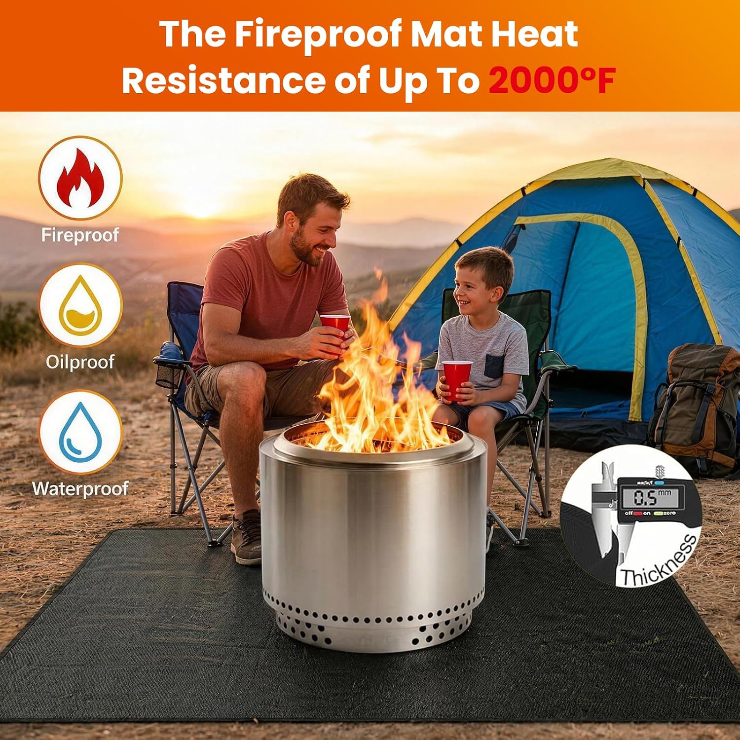 90x52in Double Sided Fireproof BBQ Under Grill Mat