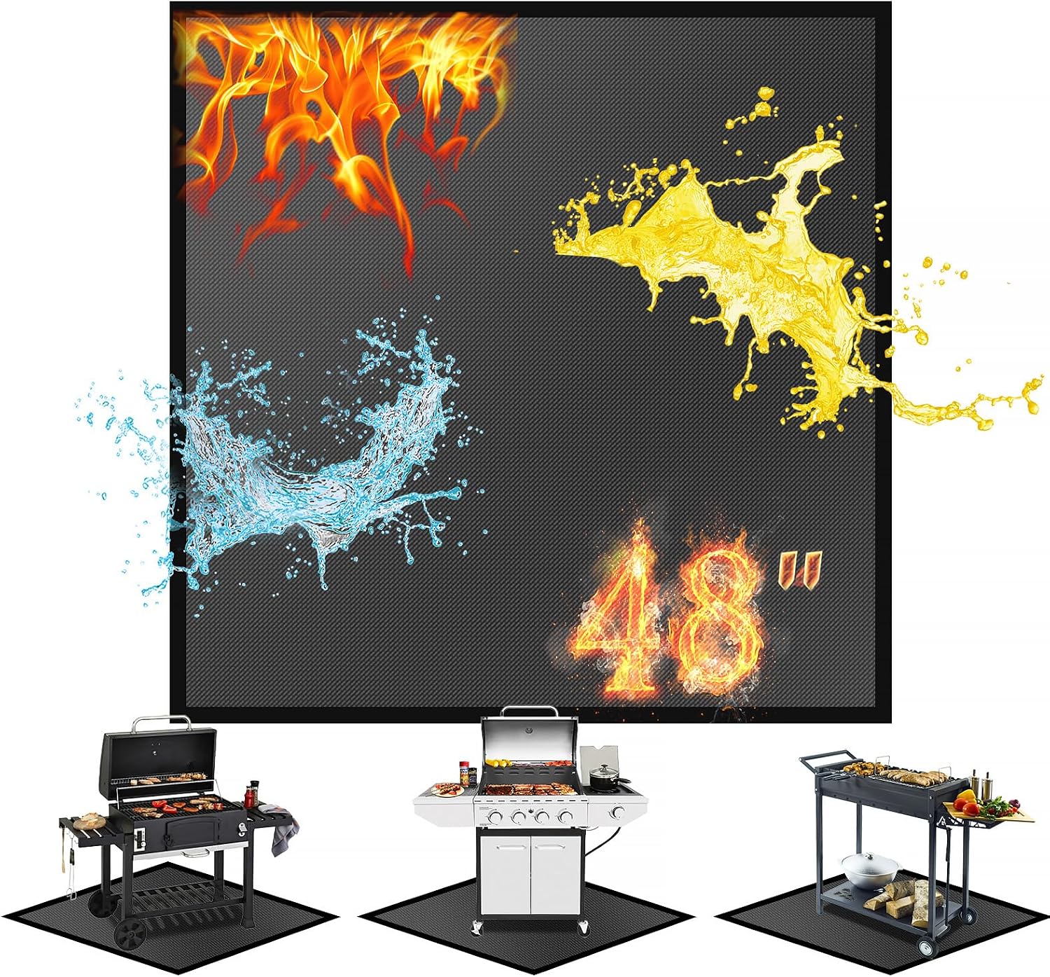 48in Square 4-Layer Fireproof Grill Mat