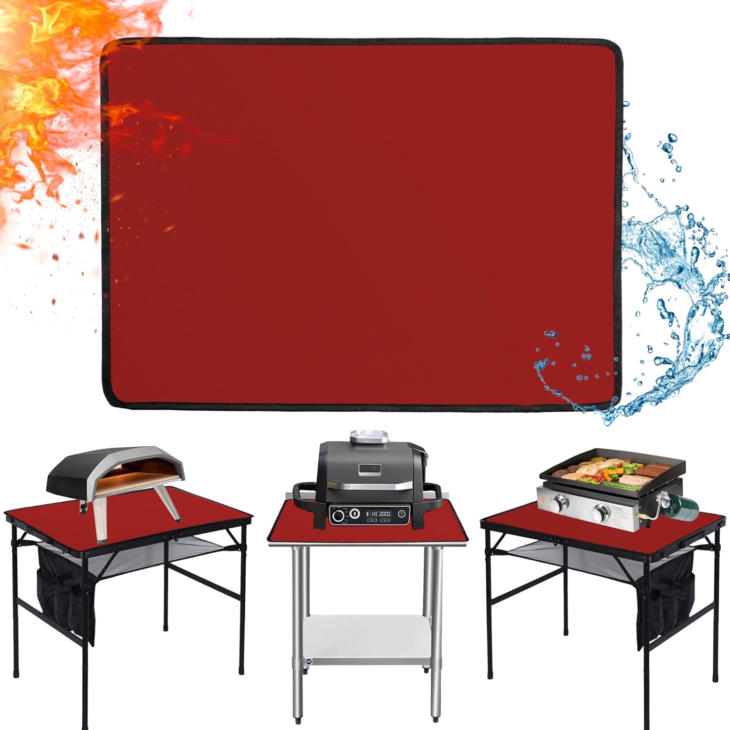 36x24in Red Countertop Grill Mat