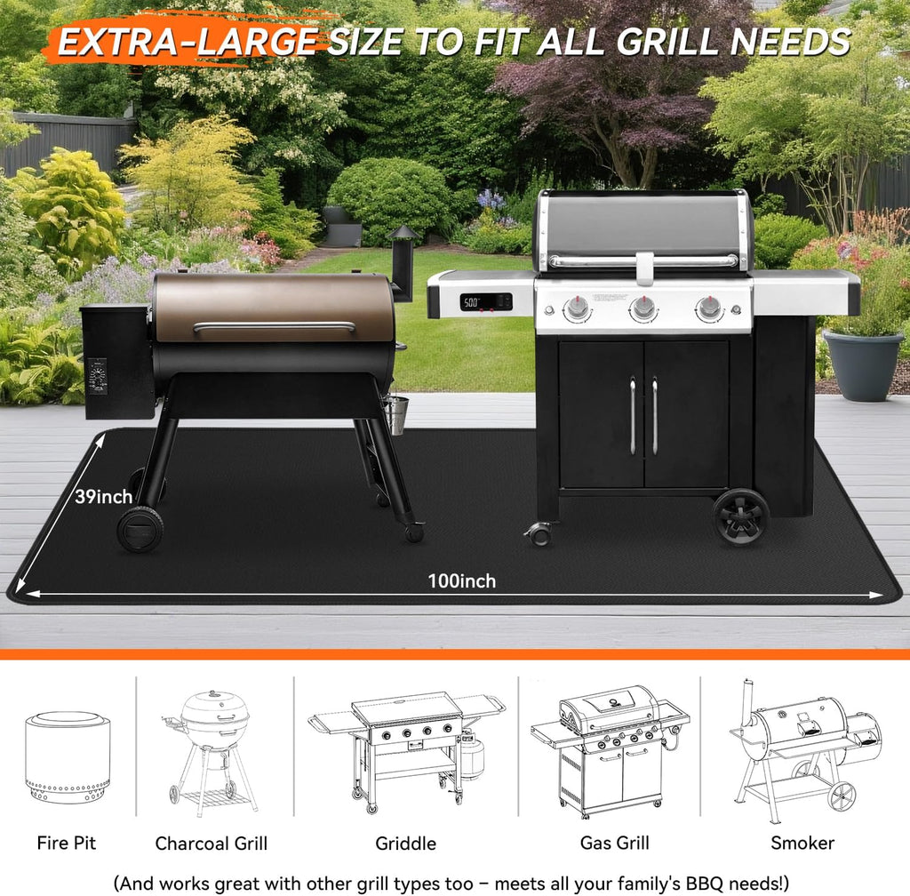 100x39in Extra Large Double Sided Fireproof Under Grill Mat