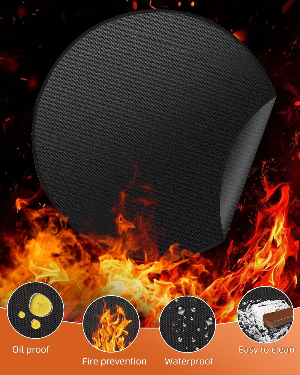48in Round Double Sided Silicone Fire Pit Mat Up to 2000°F