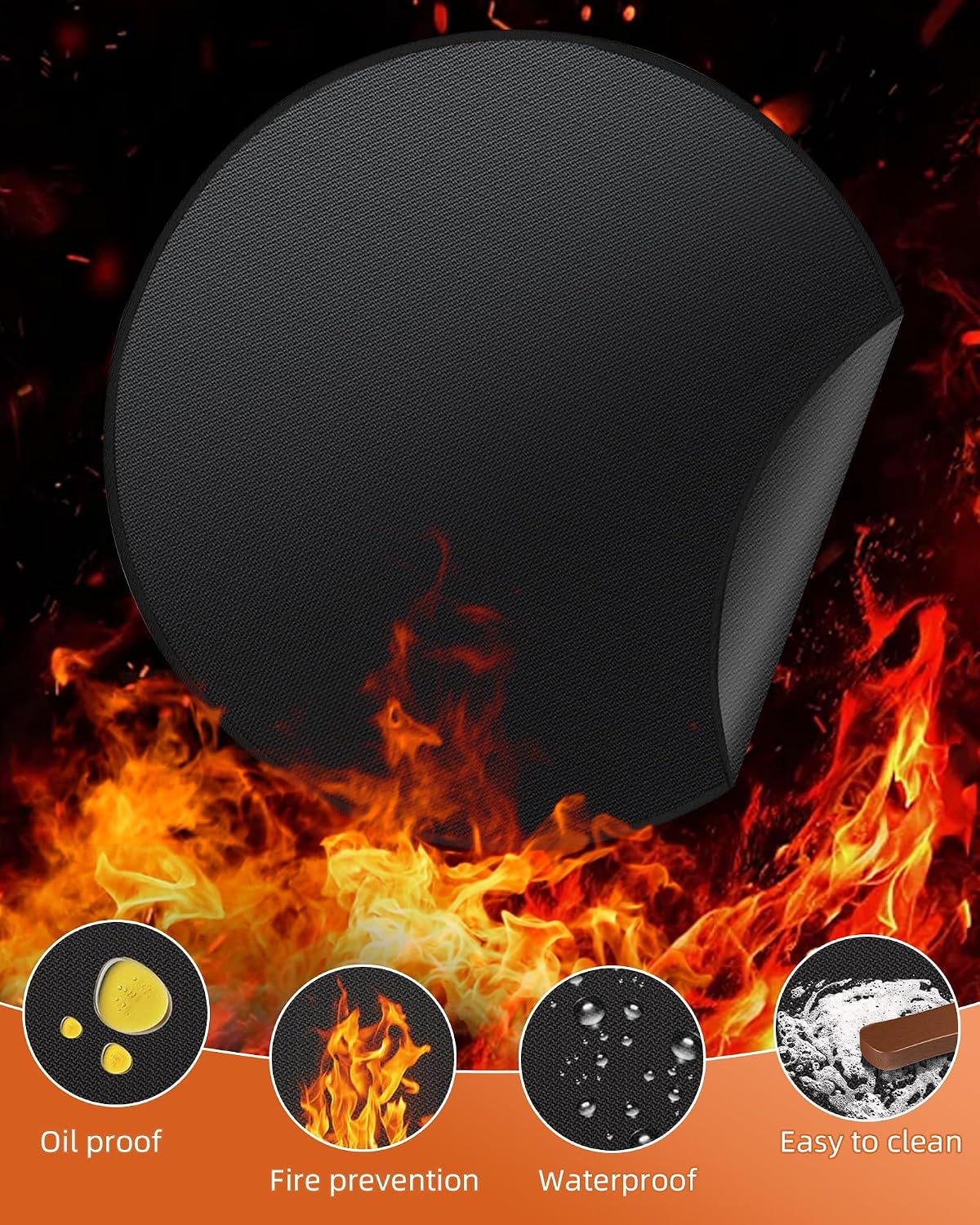 48in Round Double Sided Silicone Fire Pit Mat Up to 2000°F