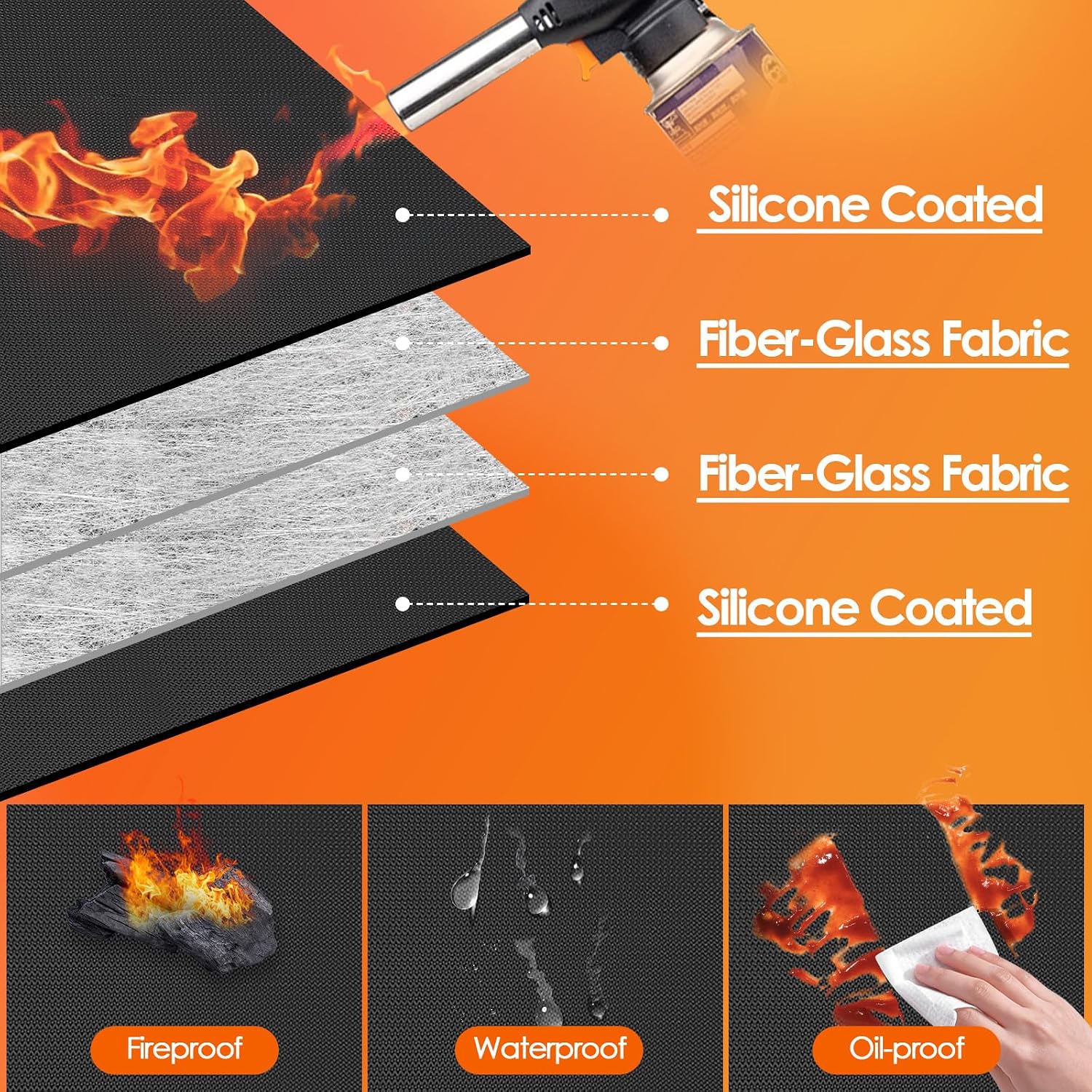 80x48in Black Heavy Duty Fireproof Under Grill Mat 0.02in