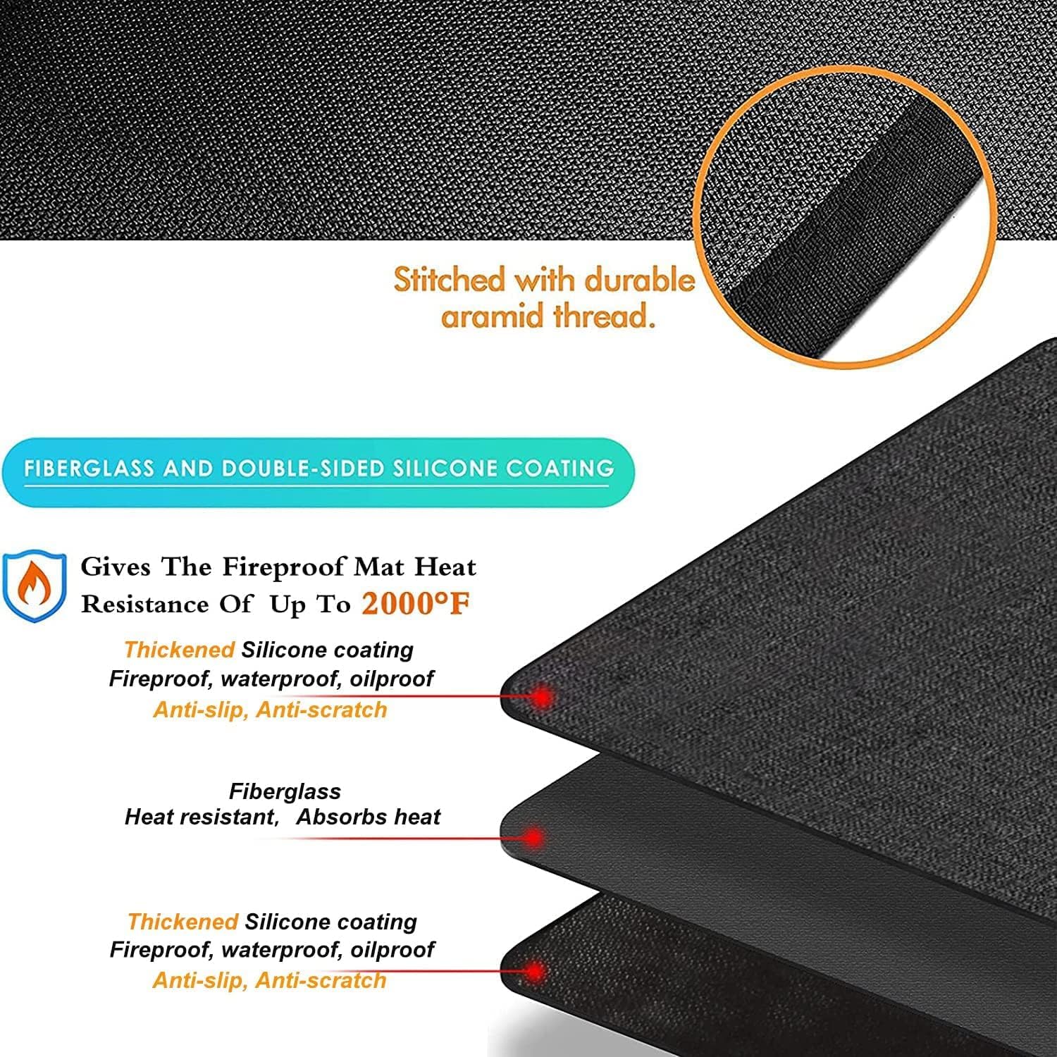 76x48in Double Sided Fireproof Grill Pad