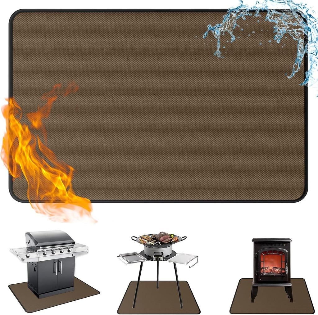 36x48in Anti-Slip Brown Fireproof Under Grill Pad
