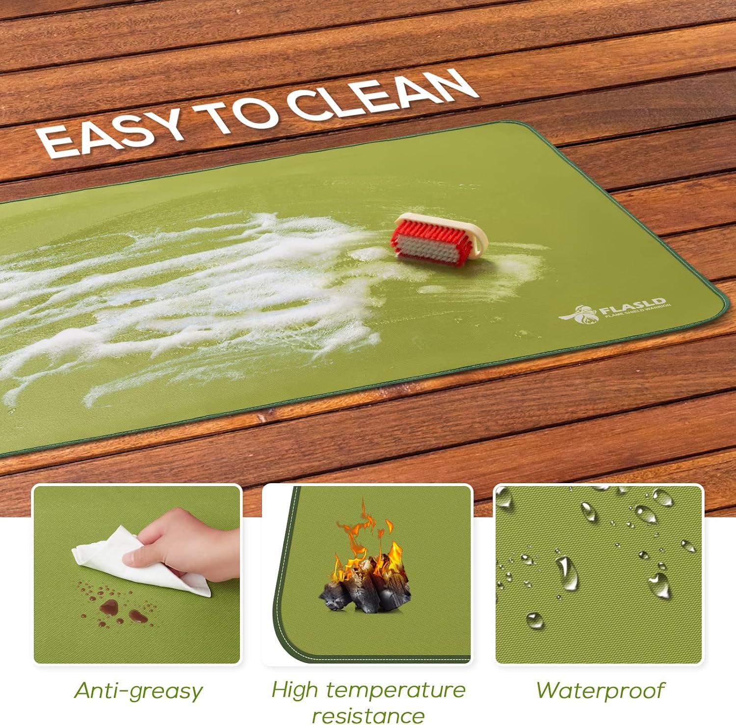 32x60in Green Silicone Fiberglass Grill Mat