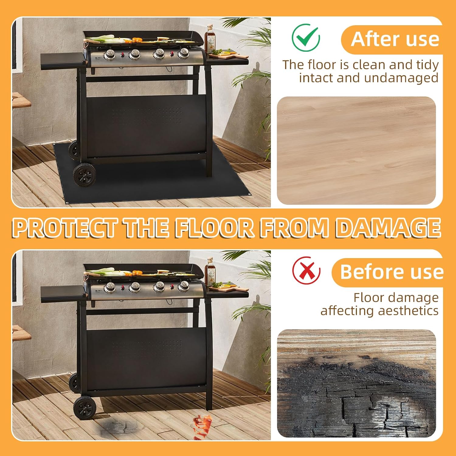 60x48in Double Sided BBQ Grill Mat