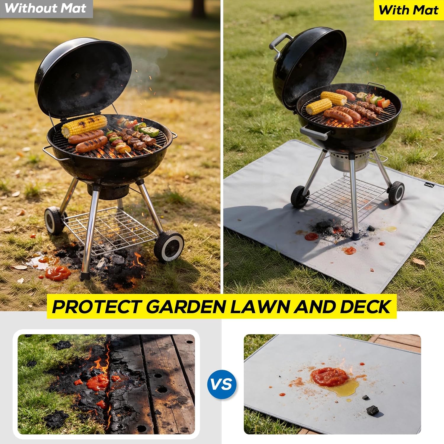 65x48in Double Sided Fireproof Under Grill Mat